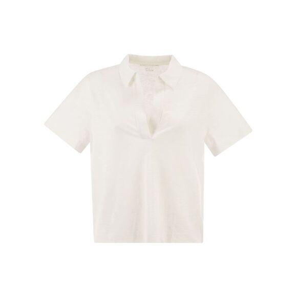 MAJESTIC Sweaters - Majestic Women Cropped Linen Stretch Polo With V-Neck